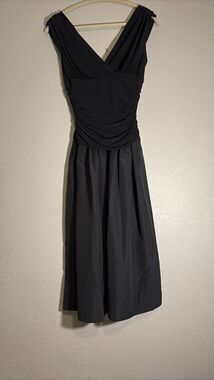 AA Studio AA Black Ruched Surplice Midi Dress 8